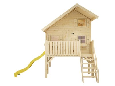 Stelzenhaus Tom XL 15 mm naturbelassen inkl. Veranda - Stelzen und Rutsche gelb – Bild 5