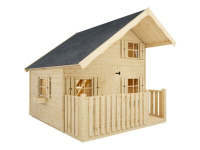 Spielhaus Kinderspielhaus Tom L 15 mm naturbelassen mit Veranda – Bild 6