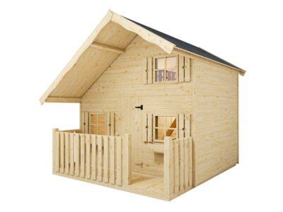Spielhaus Kinderspielhaus Tom L 15 mm naturbelassen mit Veranda – Bild 5