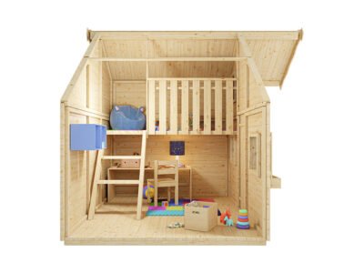 Spielhaus Kinderspielhaus Tom L 15 mm naturbelassen mit Veranda – Bild 2